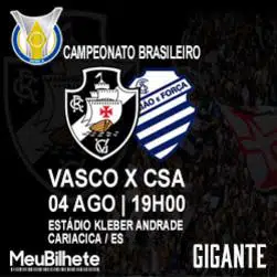 Dia de Vasco Gigante da Colina enfrenta o CSA neste domingo às 19h