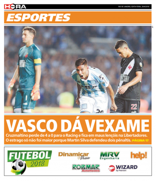 Jornal Vasco x Racing