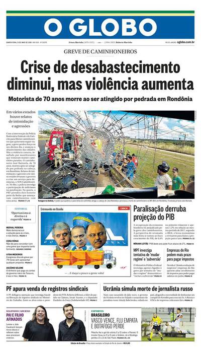 Jornais Vasco x Paraná
