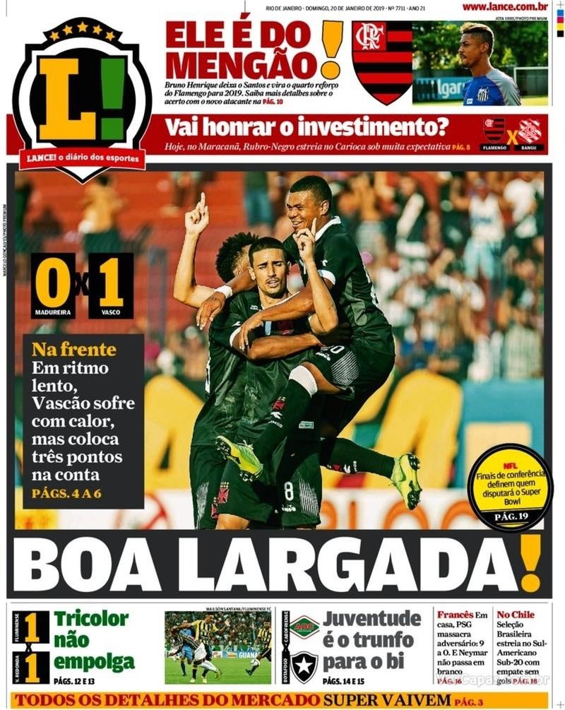 Jornal Lance do dia 20 de janeiro