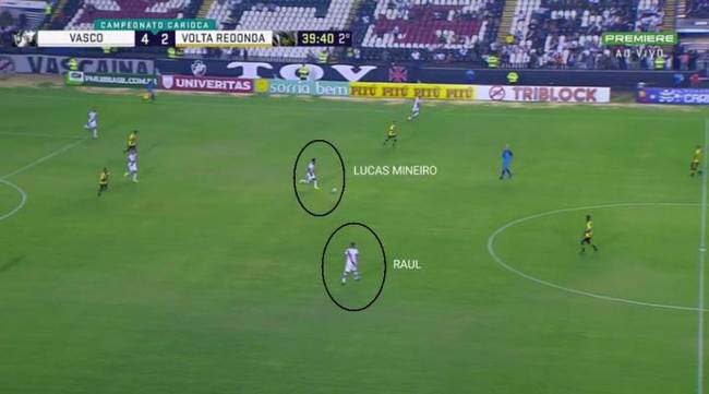 Lucas Mineiro pela esquerda e Raul pela direita começaram a jogar “de frente”