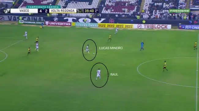 Lucas Mineiro pela esquerda e Raul pela direita começaram a jogar “de frente”