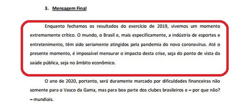 Presidente do Vasco tratava de sérios efeitos na conta do clube e em todo o futebol