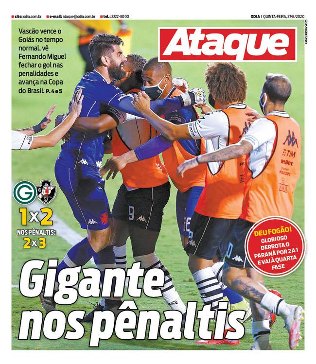 Capa jornal após classificação vascaína