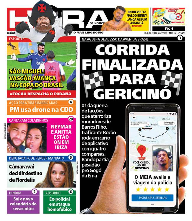 Capa jornal após classificação vascaína