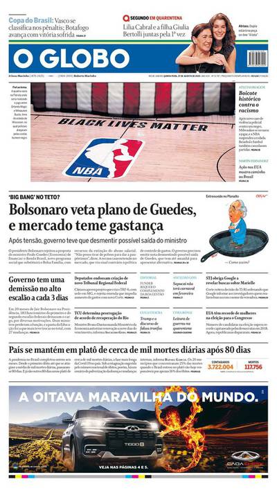 Capa jornal após classificação vascaína