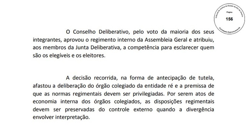 Trecho da decisão do desembargador