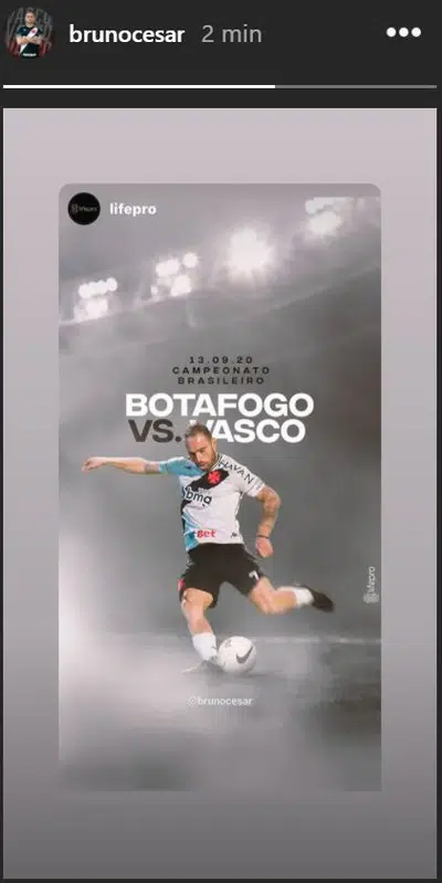 Bruno César publica imagem em referência ao clássico contra o Botafogo