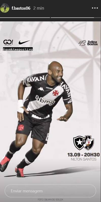 Fellipe Bastos publica imagem em referência ao clássico contra o Botafogo