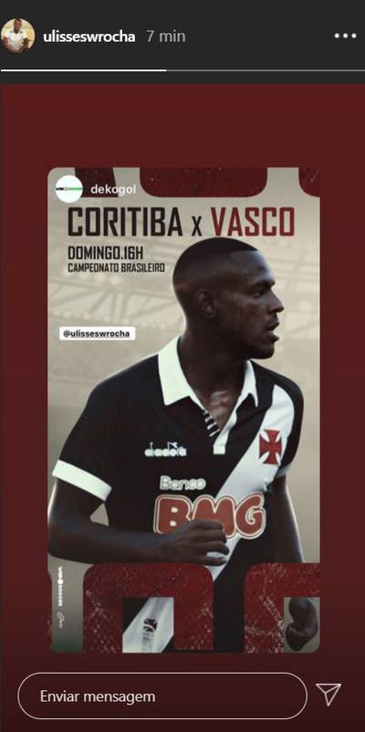 Ulisses publica imagem em referência ao jogo contra o Coritiba