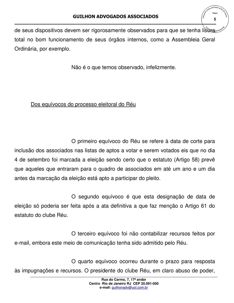 Confira equívocos citados por Sérgio Frias, candidato no Vasco, no processo eleitoral