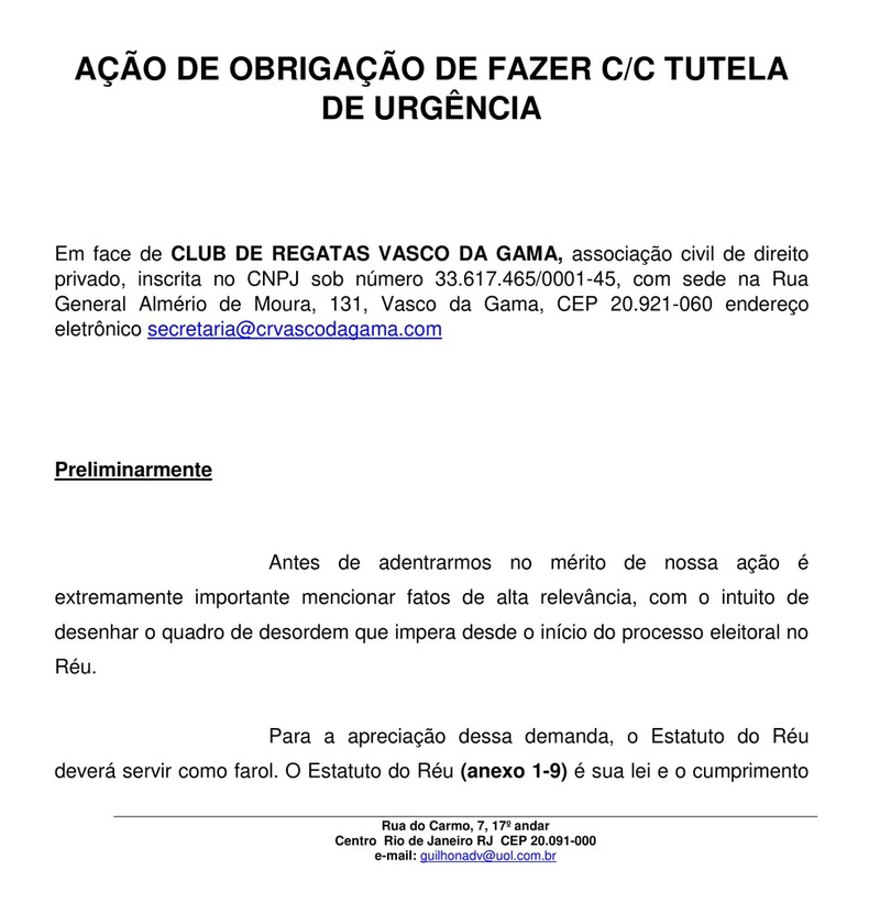 Sérgio Frias moveu ação pedindo adiamento das eleições do Vasco