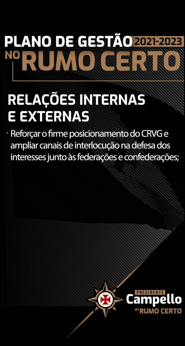 Plano de Gestão de Relações Internas e Externas da Chapa 'No Rumo Certo'