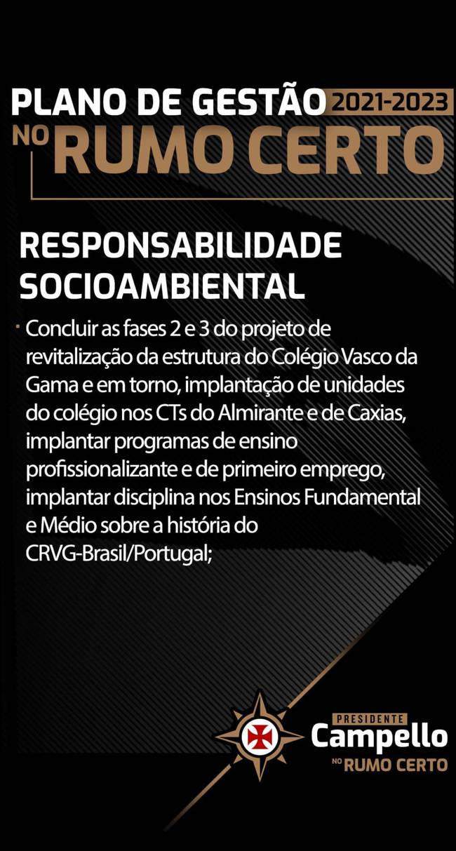 Plano de Gestão de Responsabilidade Socioambiental da Chapa 'No Rumo Certo'