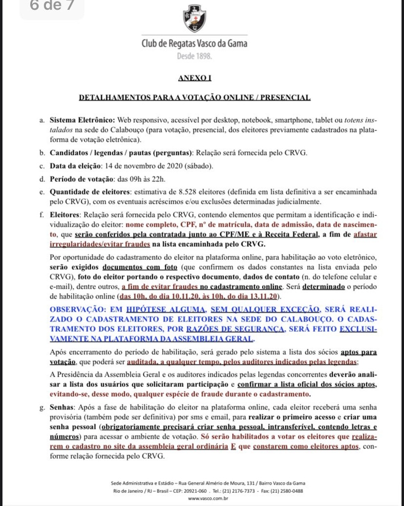 Convocação das eleições para o dia 14/11