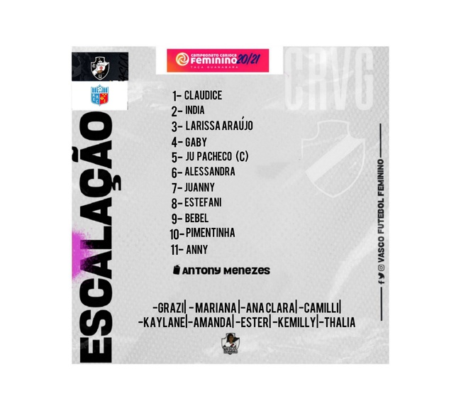 Escalação feminino Vasco