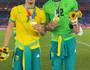 Lucão e Paulinho após ouro olímpico (Stories do goleiro Lucão)