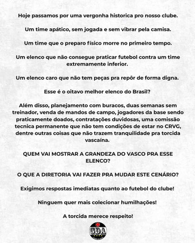 GDA publica texto após derrota na Sul-Americana
