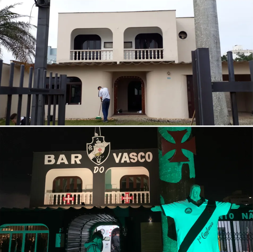 O antes e o depois do Bar do Vasco, em Brusque — Foto: Arquivo Pessoal / Tébaro Schmidt/ge