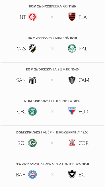 Resultado dos jogos do brasileirão série-A é -B