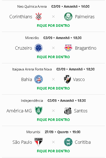 A classificação do Brasileirão Série A após os jogos de sábado pela 18ª  rodada