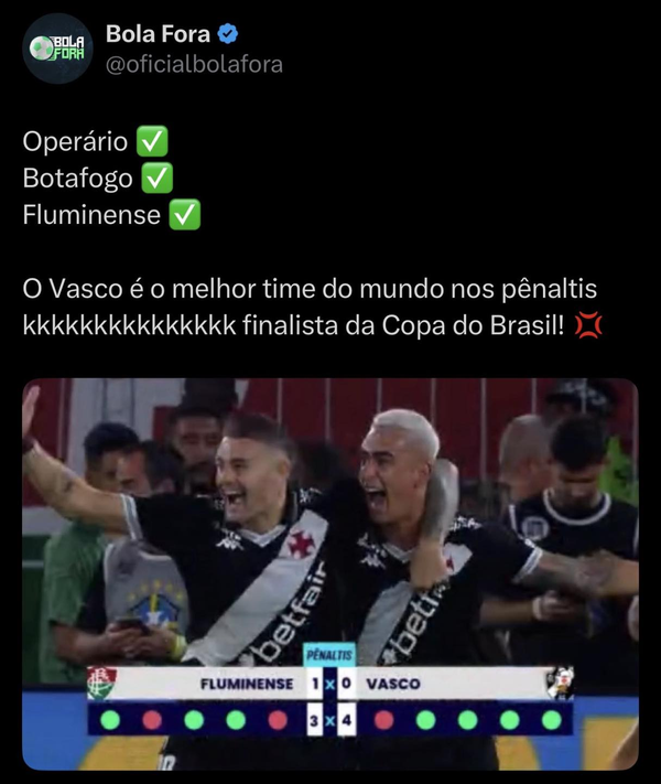 Meme Vasco na final da Copa do Brasil — Foto: Reprodução