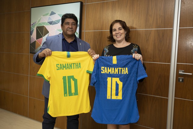 Ednaldo Rodrigues Samantha Mendes Longo CBF — Foto: Lucas Figueiredo/CBF